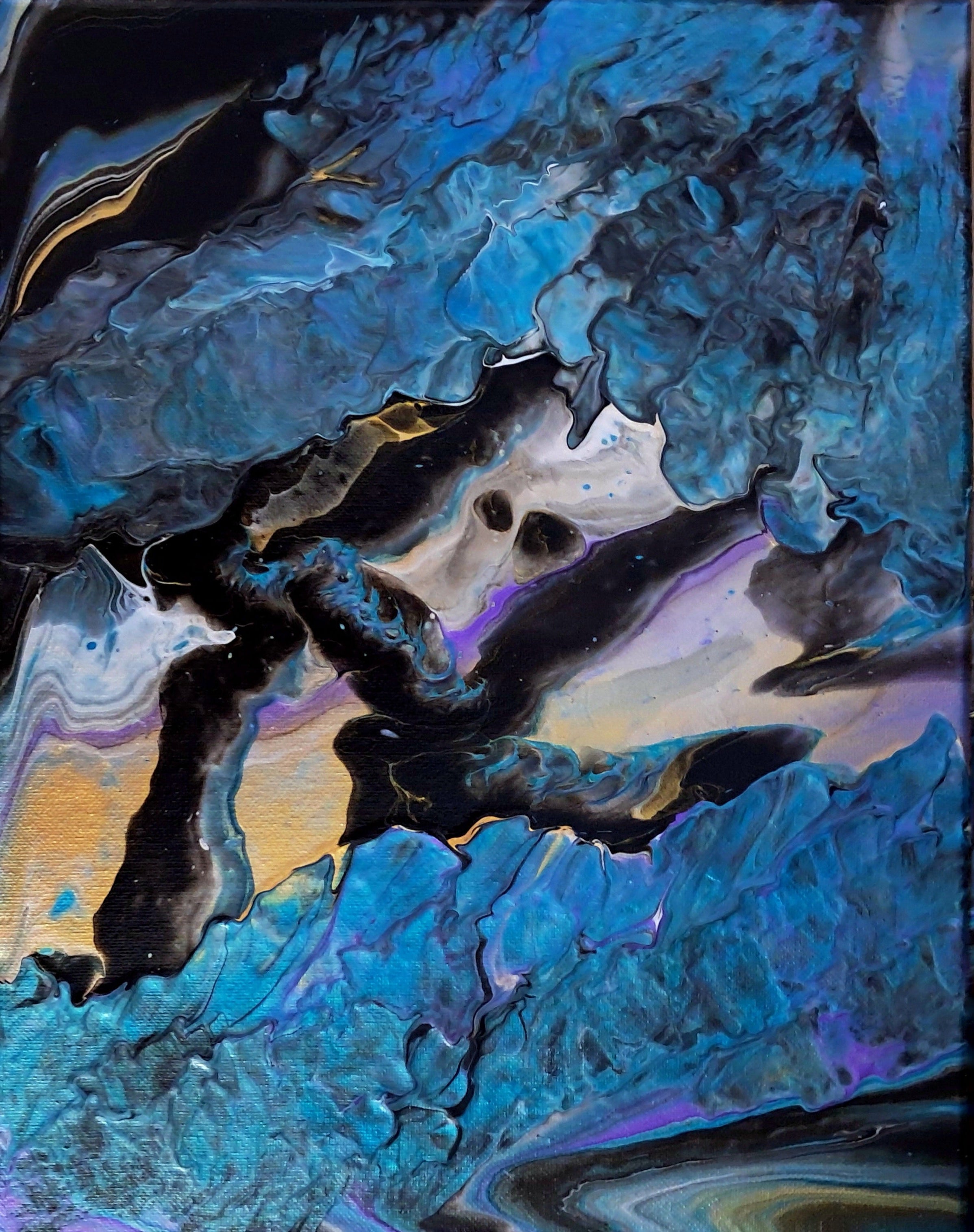 現代アート　アン・マレット　直筆サイン『WATER』キャンヴァスに油彩1025B 16x20
